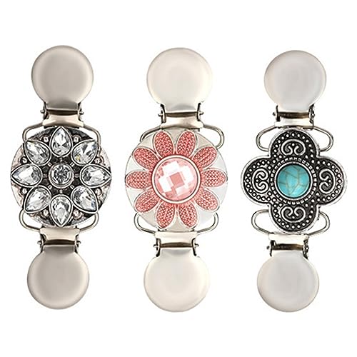 FRCOLOR 3 Stück Teiliges Kreative Broschen und Pullover Clips Anstecknadeln mit Fester Klammer Vielseitig für Schal Strickjacke Tuch Geeignet für Damen und Mädchen Stilvolles Accessoire von FRCOLOR