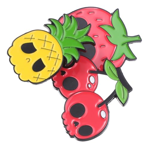 FRCOLOR 3 Stück Teiliges Kreatives Obst-anstecknadel Cartoon-frucht-schädel-design Süße Frucht Erdbeer Ananas-broschen aus Langlebiger Legierung für Damen Kleidung Rucksäcke Accessoires von FRCOLOR
