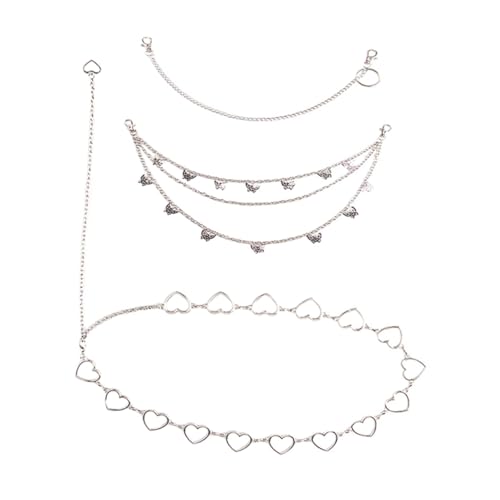 FRCOLOR 3 Stück Teiliges Metall Hüftkette mit Schmetterlings und Liebesmotiv Modische Single Layer Jeans Ketten Hip Hop Pants Chains für Damen und Herren Vielseitiges Accessoire für Party von FRCOLOR