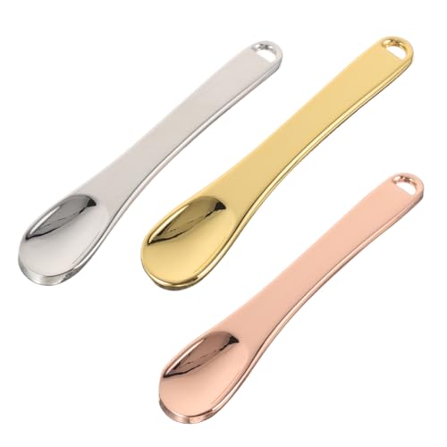 FRCOLOR 3 Stück Teiliges Mini Kosmetikspatel Metall Creme Löffel Gesichtscreme Spatel für Präzises Auftragen Cremespatel in Gold Silber Roségold Klein Leicht für Reise und Beauty von FRCOLOR