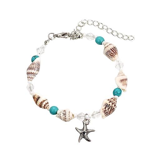 FRCOLOR 3 Stück Teiliges Muschel Fußkettchen Damen Armband Schmuck mit Eleganter Meeresstern Perlen Verzierung Modisch und Langlebig für Geburtstag und Jubiläum von FRCOLOR