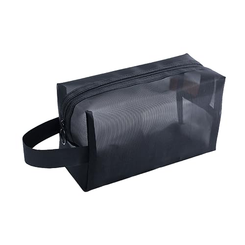 FRCOLOR 3 Stück Teiliges Set Tragbare Kosmetiktasche aus Netzstoff Zipper Kosmetikbeutel Groß Mittel und Klein für Damen und Mädchen Schwarz von FRCOLOR