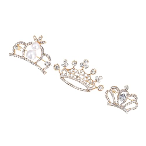 FRCOLOR 3 Stück Teiliges Strass Broschen Krone Design Elegante Anstecknadeln Damen Schmuck für Kleidung Taschen und Schals Modisch Langlebig und Vielseitig als Geschenk Geeignet von FRCOLOR