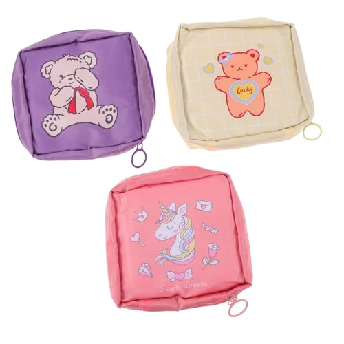 FRCOLOR 3 Stück Teiliges Tragbare Kleine Hygienetasche für Damenbinden und Vielseitige Aufbewahrungstasche für Mädchen und Frauen für Schule Arbeit Reise von FRCOLOR