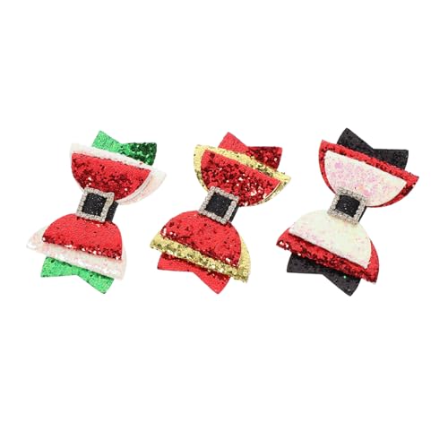 FRCOLOR 3 Stück Teiliges Weihnachts Haarspangen mit Schleifenform und Strasssteinen Glänzende Haarklammern für Mädchen Festliche Haarschmuck für Weihnachten Karneval und Partyaccessoires von FRCOLOR