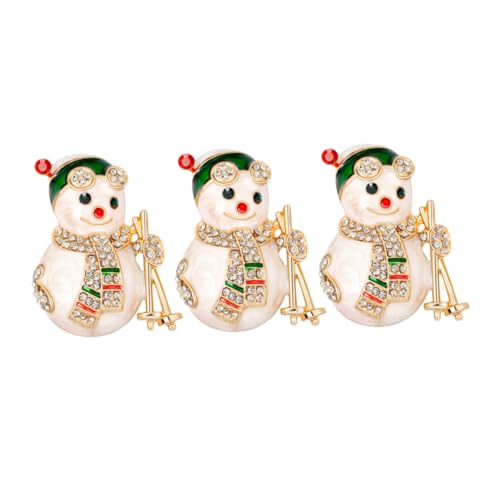 FRCOLOR 3 Stück Teiliges Weihnachts Schneemann Brosche für Frauen Emaille Anstecknadeln mit Strass Niedliches Winter Schmuck für Festliche Dekorationen und Partys von FRCOLOR