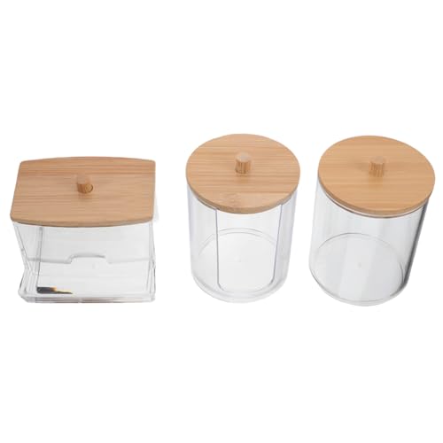 FRCOLOR 3 Stück Transparente Wattestäbchen Box mit Deckel Staubgeschützt und Belüftet Kompakt und Platzsparend Robuste Organizer Dose für Badezimmer und Kosmetikaufbewahrung von FRCOLOR