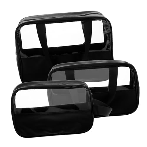 FRCOLOR 3 Stück Transparentes Kosmetiktaschen Set Teilig Wasserfest mit Reißverschluss Große Kapazität für Damen Reise Kulturbeutel Multifunktional Halbdurchsichtig Organizer für Make Up von FRCOLOR