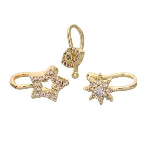 FRCOLOR 3 Stück U Förmige Nasenringe aus Kupfer mit Piercing Modische Stern und Schutz Auge Motive Langlebiger Nasenstecker für Damen Bequemer Fake Nose Ring für Party und Alltag von FRCOLOR