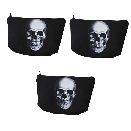 FRCOLOR 3st Totenkopf Handtaschen Gothic Umhängetasche Schminksets Für Damen Outdoor-Kosmetiktasche Damenbrieftasche Make-up-Taschen-Organizer Gotische Geldbörse Skelett 3D Geschenktasche von FRCOLOR