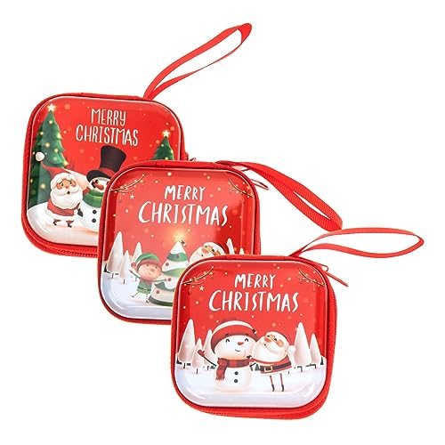 FRCOLOR 3st Urlaubszubehör Münzbeutel Weihnachten Leere Dosen Weihnachtsbonbonhalter Weihnachtliche Kopfhörertaschen Weihnachtsbrieftasche Süßigkeiten-Stand Kind Metall Weihnachtsbaum von FRCOLOR