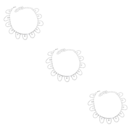 FRCOLOR 3 Stück Verstellbares Fußkettchen mit Strasssteinen für Frauen Dekoratives Sandalen Armband für Strandpartys Hochzeiten Tägliches Gesund von FRCOLOR