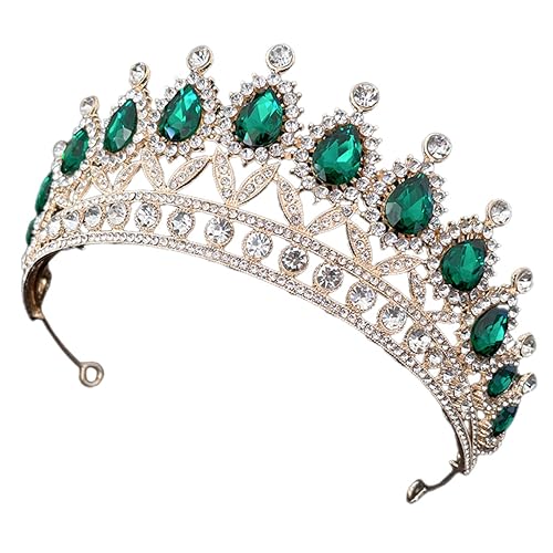 FRCOLOR 3 Stück Wassertropfen Diamant Krone Mädchen Stirnbänder Tiara Für Braut Hochzeit Strass Party Stirnband Hochzeit Haarschmuck Braut Haarschmuck Prinzessin Kronen Grün Zinklegierung von FRCOLOR