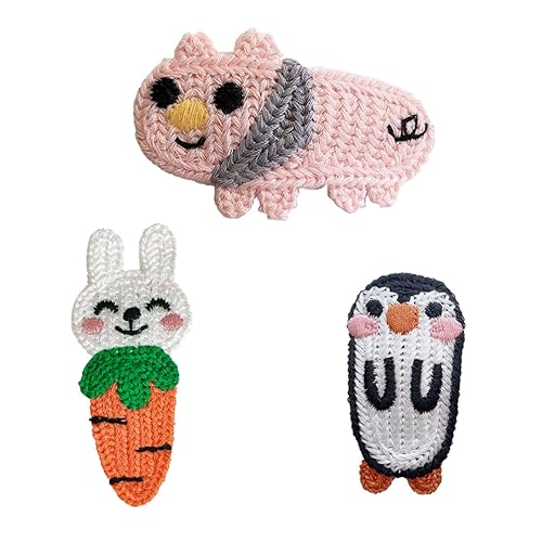 FRCOLOR 3st Cartoon-bb-clip Aus Wolle Haarspange Aus Wolle Katzenhaarspangen Hasenhaarnadel Aus Wolle Pinguin Haarspangen Pinguin-haarspange Stricken Haarschmuck Geschenk Häkeln Kind Garn von FRCOLOR