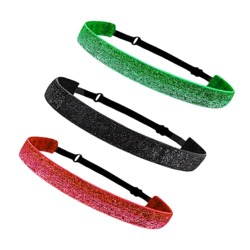 FRCOLOR 3stücke Elastische Stirnbänder Für Sport Und Yoga Atmungsaktiv Breit in Rot Grün Und Schwarz Unisex Einheitsgröße Geeignet Für Damen Mädchen Und Sportteams von FRCOLOR