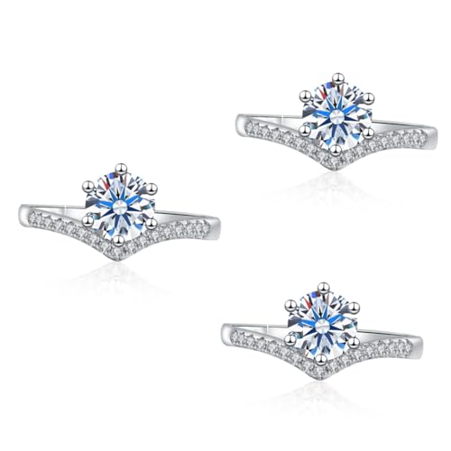 FRCOLOR 3 Stück Zirkonia Ring für Damen Eleganter Verlobungsring Hochzeitsring Valentinstag Jubiläen Besondere Anlässe Stilvolles Design für Verschiedene Fingergrößen von FRCOLOR