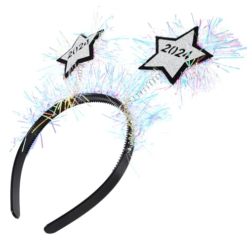 FRCOLOR 3 Stücke Stern Haarreif Silvester 2024 Pailletten Schneeflocken Kopfschmuck Neujahr Kopfbedeckung Haarschmuck Damen Haarband Kinder Mädchen Stirnband Party Deko Foto Requisiten von FRCOLOR