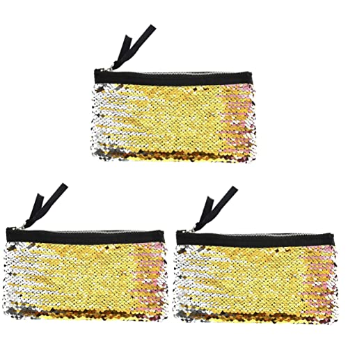 FRCOLOR 3st Damen Mädchen Glitzer Make-up Beutel Damenbrieftasche Pailletten-Make-up-Organizer-Handtasche Mädchen Wechseln Die Handtasche Frau Handtasche Zweifarbig Waage Reisen von FRCOLOR