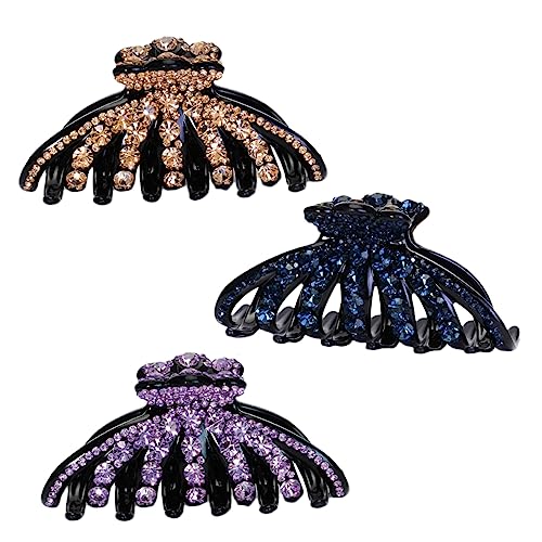 FRCOLOR 3stücke Haarklammern Für Damen Haarspangen Mit Kristallen Haarklammern Blau Violett Haarschmuck Für Frauen Und Mädchen von FRCOLOR