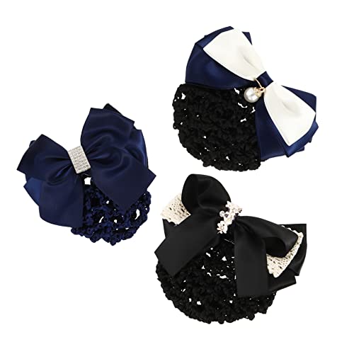 FRCOLOR Haarschleifen-kopfschmuck 3-teiliges Set Elastische Haarnadeln Spitze Und Dunkler Strass Für Damen von FRCOLOR