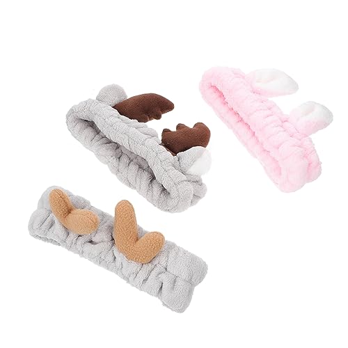 FRCOLOR 3stücke Elastisches Haarband Stirnband Mit Tieren Ohren Make-up Haarband Für Dusche Gesicht Schminken Spa-besuchen Pyjama-party von FRCOLOR