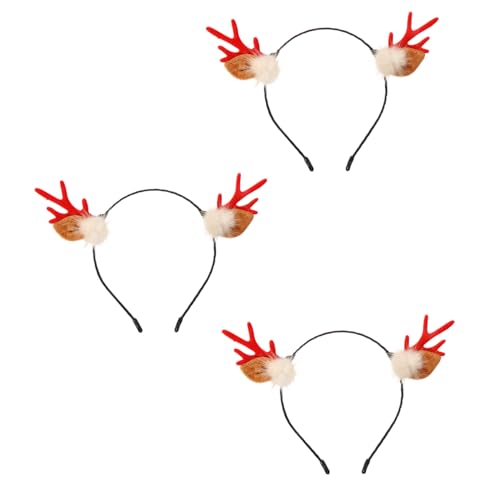 FRCOLOR 3-teiliges Weihnachts-stirnband mit Geweih für Damen Weich und Bequem Weihnachts-hirsch-haarreif für Damen von FRCOLOR