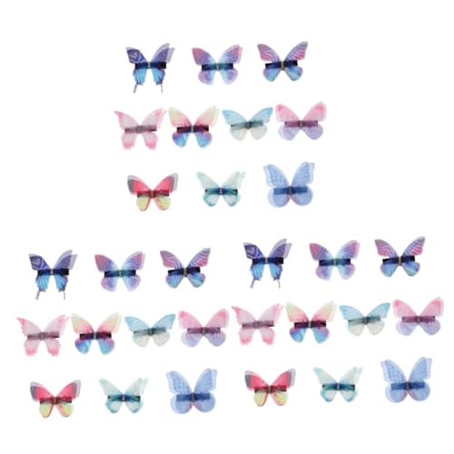 FRCOLOR 30stücke Teiliges Bunter Schmetterlings-haarclips Für Mädchen Transparente Doppellagige Haarspangen Süße Haarschmuck-accessoires Für Damen-haarstyling von FRCOLOR