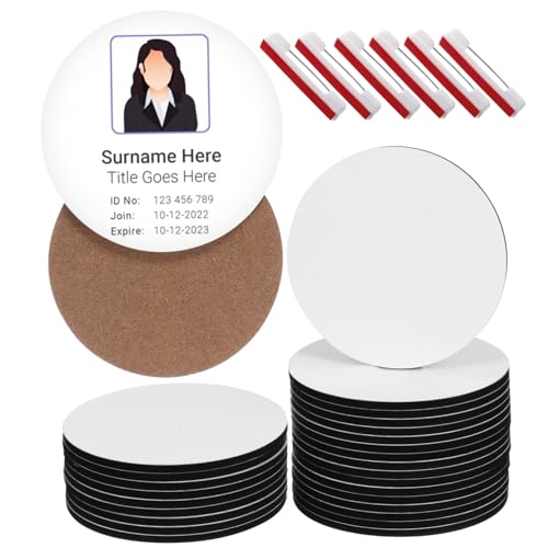 FRCOLOR 30 Stück Runde Sublimationsblanks Buttons mit Pin Personalisierbare Namensschilder Langlebige DIY Arbeitsausweise Vielseitig Einsetzbar für Konferenzen und Events von FRCOLOR