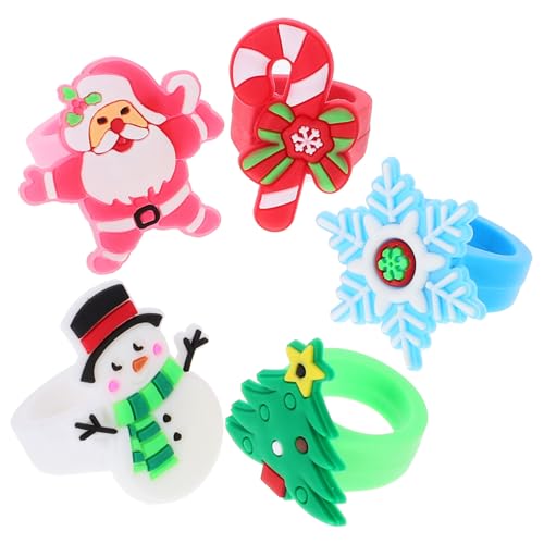 FRCOLOR 30 Stück Teiliges Weihnachts Finger Ringe für Santa Schneemann und Weiche Silikonringe als Geschenkfüllung und Party Mitgebsel für Mädchen und Jungen von FRCOLOR