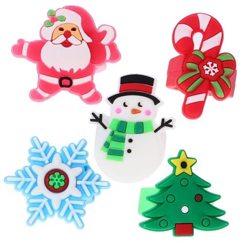 FRCOLOR 30 Stück Teiliges Weihnachts Fingerspielzeug mit Bunten Weihnachtsringen aus Weichem Kunststoff Süße Designs Wie Weihnachtsmann Schneemann und Weihnachtsbaum Kindgerechte für von FRCOLOR