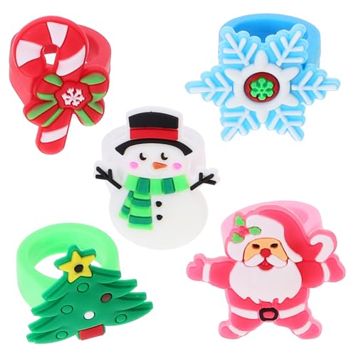 FRCOLOR 30 Stück Teiliges Weihnachtsfinger-ring mit Santa Rentier Schneemann Weihnachtsbaum Bunte Party-ringe als Geschenk und Festliches Partyzubehör für Mädchen und Jungen von FRCOLOR