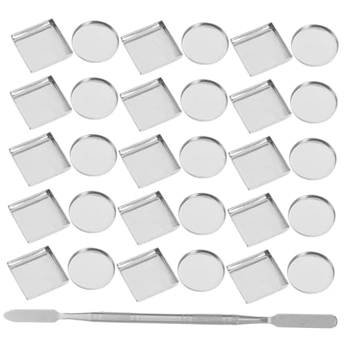 FRCOLOR 31stücke Metall Make-up-pfannen Runde Und Quadratische Schalen Für Lidschatten Und Lippenstift Mit Mischspatel Für Diy-kosmetikpaletten Und Organisation von FRCOLOR