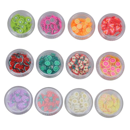 FRCOLOR Farbige Polymer Clay Sticker Für Nail Art Maniküre Zubehör Mit Obstscheiben Und Keramikschnitten Leicht Und Langlebig Für Kreative Nageldesigns von FRCOLOR