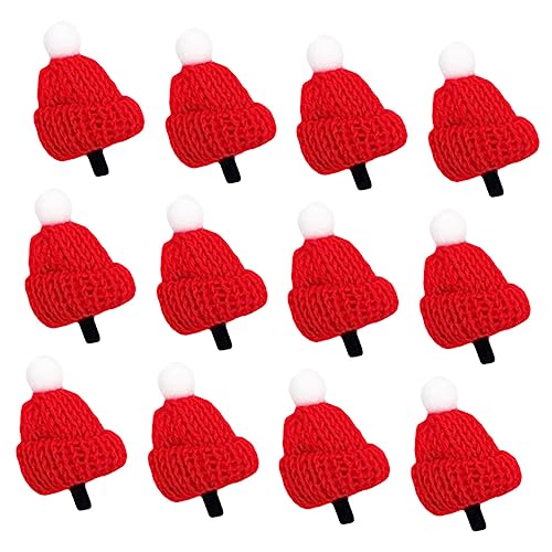 FRCOLOR 36 Stk Requisiten für Weihnachtsfotos Weihnachtshaarspangen Weihnachtsmütze Haarspange Milchtee- weihnachtsdeko weihnachts kopfschmuck Haarklammer Haarspangen- Stoff rot von FRCOLOR