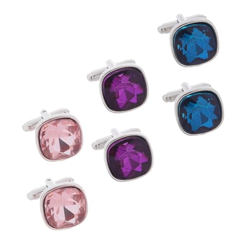 FRCOLOR 3Paare Männliche Hemdmanschettenknöpfe Buntem Mit Anzug Manschettenknöpfe Für Hochzeit Business Besondere Anlässe Elegantes Für Väter von FRCOLOR