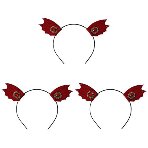 FRCOLOR 3Pcs Stirnbänder für Halloween Band Clip Teufel Haarband Rote Kopfbedeckung Flügel Tier Vampir Geheimnisvoll Fledermaus Maskerade Frauen Ohr Dekor Urlaub Spinne Kleid Haarreifen von FRCOLOR