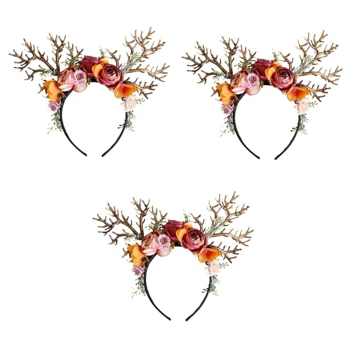 FRCOLOR 3st Weihnachtsgeweih Haarbänder Haarreif Aus Rentiergeweih Outfit Für Mädchen Weihnachten Rentiergeweih Haarreifen Weihnachtsfeier Hut Haarschmuck Krone Fräulein Rentier Hirsch von FRCOLOR