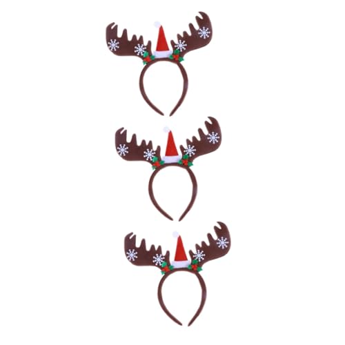 FRCOLOR 3St Haarreifen weihnachtsgeweih stirnband Kopfbedeckungen für Damen Haarband aus Geweih weihnachts kopfschmuck fasching kopfbedeckung haarschmuck Geweihhaar Weihnachtskopfschmuck von FRCOLOR