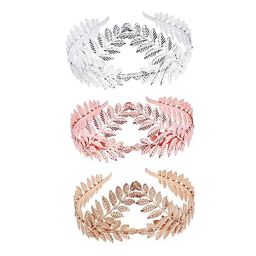 FRCOLOR 3st Tiara Für Frauen Hochzeit Haarband Glänzende Kristallkronen Verzierte Stirnbänder Für Damen Griechische Göttin Stirnband Blatt Zweig Haarband Metall Kleidung Braut Modellieren von FRCOLOR