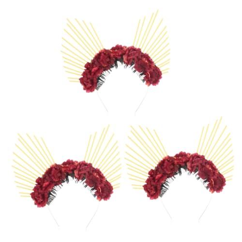 FRCOLOR 3St Halo-Stirnband Unserer Lieben Frau Kopfbedeckung Halloweenkostüm Rosendekor Gothic-Outfits haarschmuck graceling gilbe Dekorative Kopfbedeckung Party-Foto-Requisite Metall von FRCOLOR