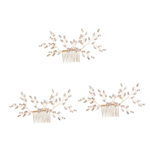 FRCOLOR 3St Kopfschmuck für die Braut hochzeitshaar schmuck wedding hair accessories Hochzeit Haarspange mit Strass Strass-Kopfschmuck Haarklammer Haarspangen Braut Haarkamm Kristall Perle von FRCOLOR