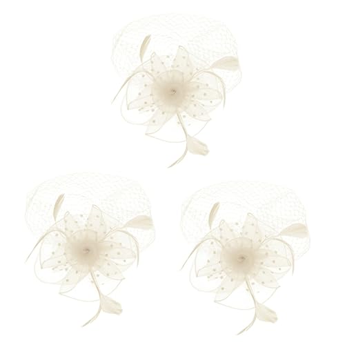FRCOLOR 3stücke Headdress Mit Federn Und Netzdesign Party-accessoire Für Hochzeiten Und Kostümpartys Leicht Und Festliche Fotorequisiten Beige von FRCOLOR