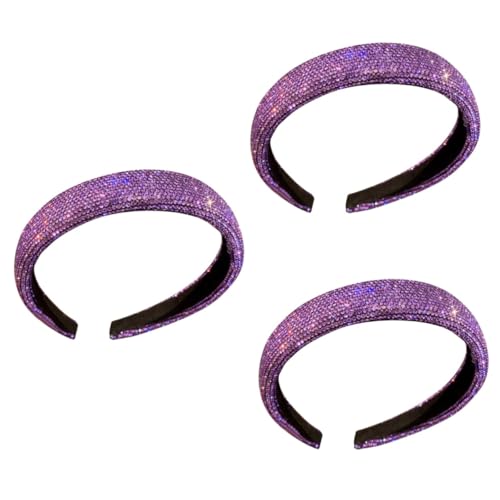 FRCOLOR 3St Lila Strass Stirnband strass lila stirnband Kinder-Outfits Haarschmuck mit violetten Strasssteinen Kopfschmuck mit violetten Strasssteinen Haargummis Mädchen-Stirnband Jahrgang von FRCOLOR