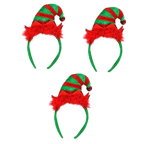 FRCOLOR 3st Elfenhut Santa Stirnband Frauen Weihnachtsstirnbänder Weihnachtsstirnband Für Erwachsene Weihnachtshaarband Elfenmütze Stirnband Mit Ohren Hausschuhe Damen Pailletten von FRCOLOR