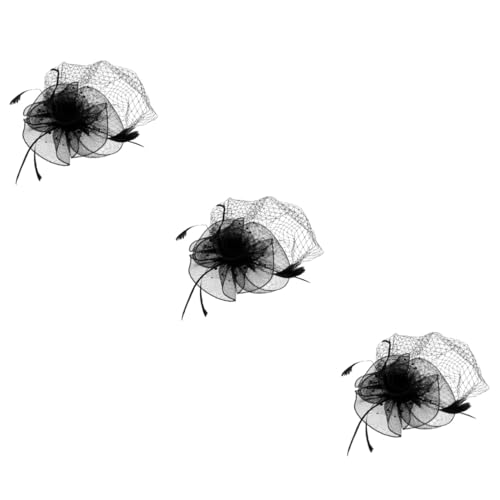 FRCOLOR 3stücke Headdress Aus Netz Und Federn Schwarzes Party-accessoire Für Fotografie Und Kreative Performances Für Cosplay Hochzeiten Und Festliche Anlässe von FRCOLOR