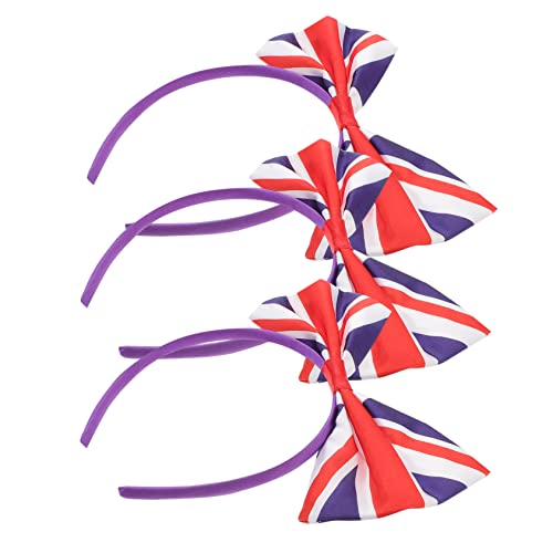 FRCOLOR 3stücke Haarreifen Mit Schleife Und Uk Flaggenmuster Elastische Kopfschmuck-bänder Für Party Karneval Und Cosplay Wiederverwendbar Für Erwachsene von FRCOLOR