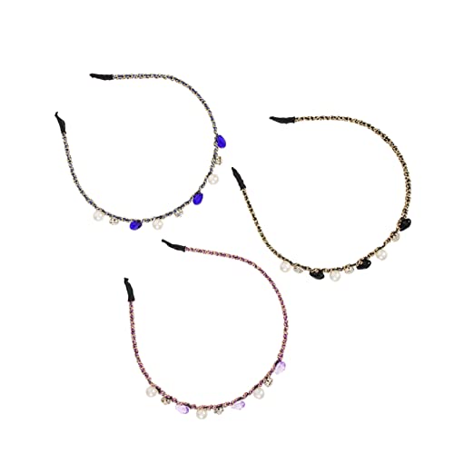 FRCOLOR 3St Stirnband Haarschleifen Frauen Frisur Kopfbedeckung funkelnd seidenhaarbänder haarband set Kopfschmuck aus Strassperlen Mädchen Haarschnitt künstliche Perle Colorful von FRCOLOR
