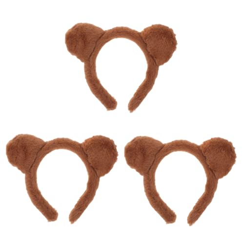 FRCOLOR 3stücke Bären Stirnband Mit Ohren Braunes Plüsch Accessoire Für Halloween Cosplay Tier Party Kopfbedeckung Für Mädchen Und Erwachsene von FRCOLOR