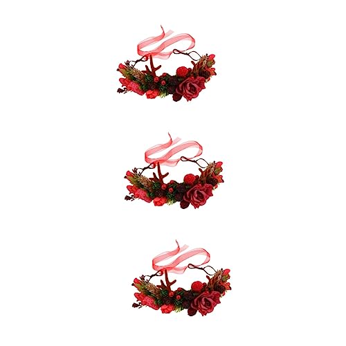 FRCOLOR 3St Weihnachtsgeweih Stirnband Beerenkranz Kopfschmuck Haarbänder für Damenhaar christmas haarreif christmas headband Haarschmuck für die Hochzeit blaues Stirnband Kranz Haarband von FRCOLOR