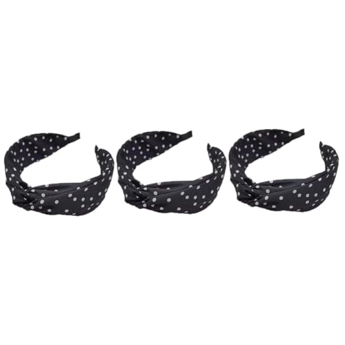 FRCOLOR 3stücke Breiter Haarreifen Stoff Mit Punkten Für Damen Und Mädchen Rutschfestes Haarband Schwarz Für Partys Alltag Und Besondere Anlässe von FRCOLOR